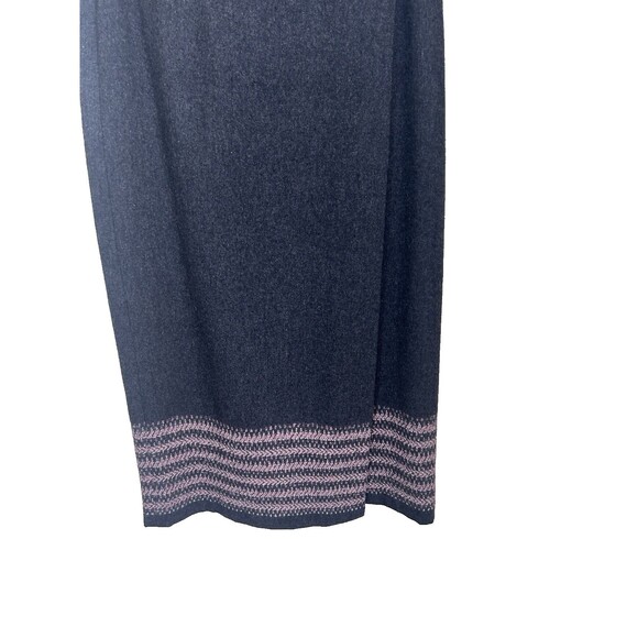 Petite Sophisticate 0P Wool Gray Pink Border Accent Wrap Lined Midi Pencil Skirt - Picture 2 of 9